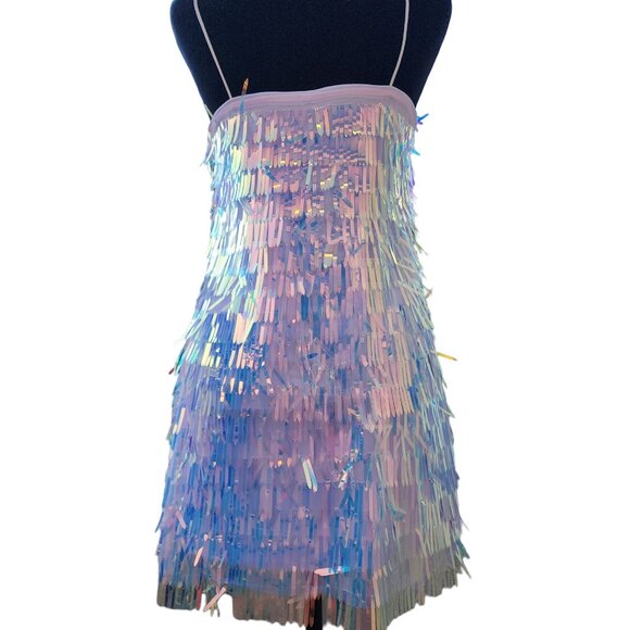 Holiday Beaded Fringes Luxury Designer Runway Cocktail Evening Party Prom Dress - Picture 14 of 16